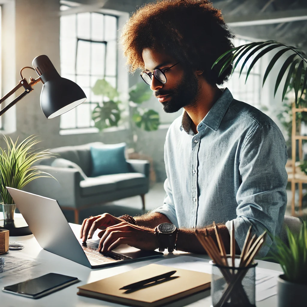 un homme travaillant sur la creation de site internet